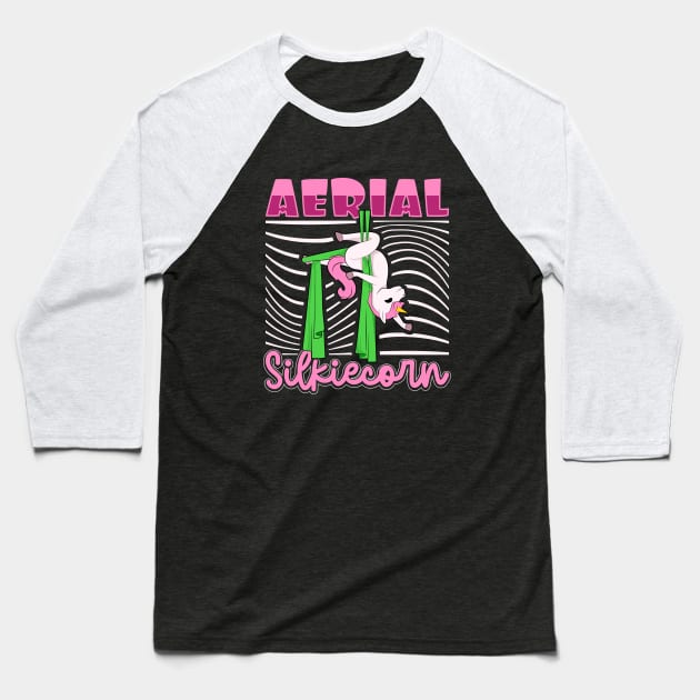Aerial Silk - Aerial Silkiecorn Baseball T-Shirt by Modern Medieval Design